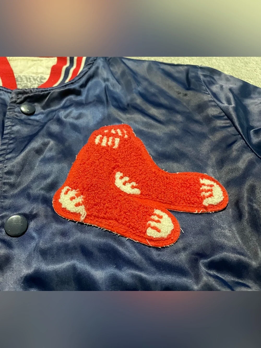 Vintage 80s Boston Red Sox Satin Jacket Youth 16 Adult XS S Twins Enterprises